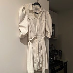 Alice + Olivia
Vegan Leather Tie-Waist Shirtdress size 12 (white)